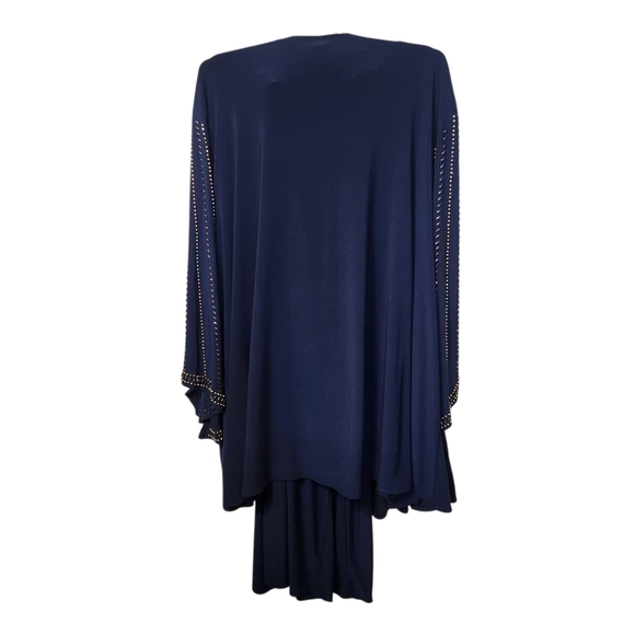 Catherines 3 Pc. Elegant Navy Blue Pant Set with Studded Details 4X - Picture 4 of 6